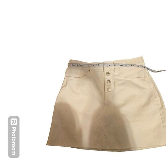 Madewell Size 26 White Mini Skirt Rigid Denim‎ A-Line Summer School Teen - Picture 4 of 8